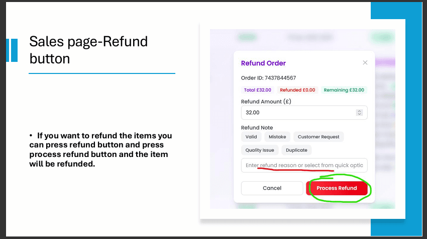 Refund dialog