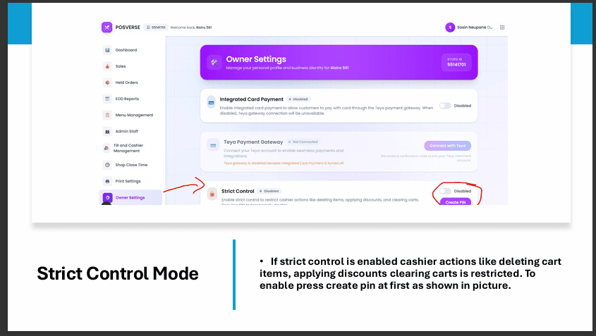 Strict Control Create PIN