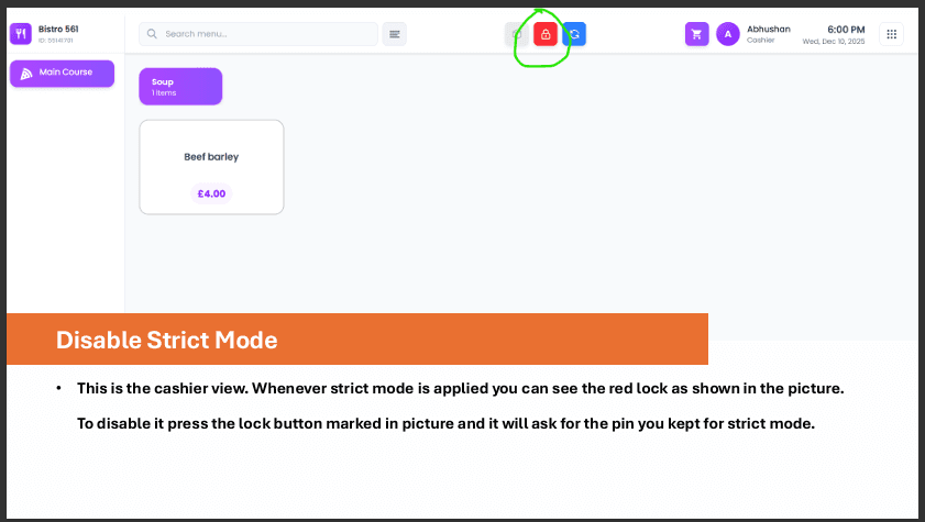 Red lock when strict mode on